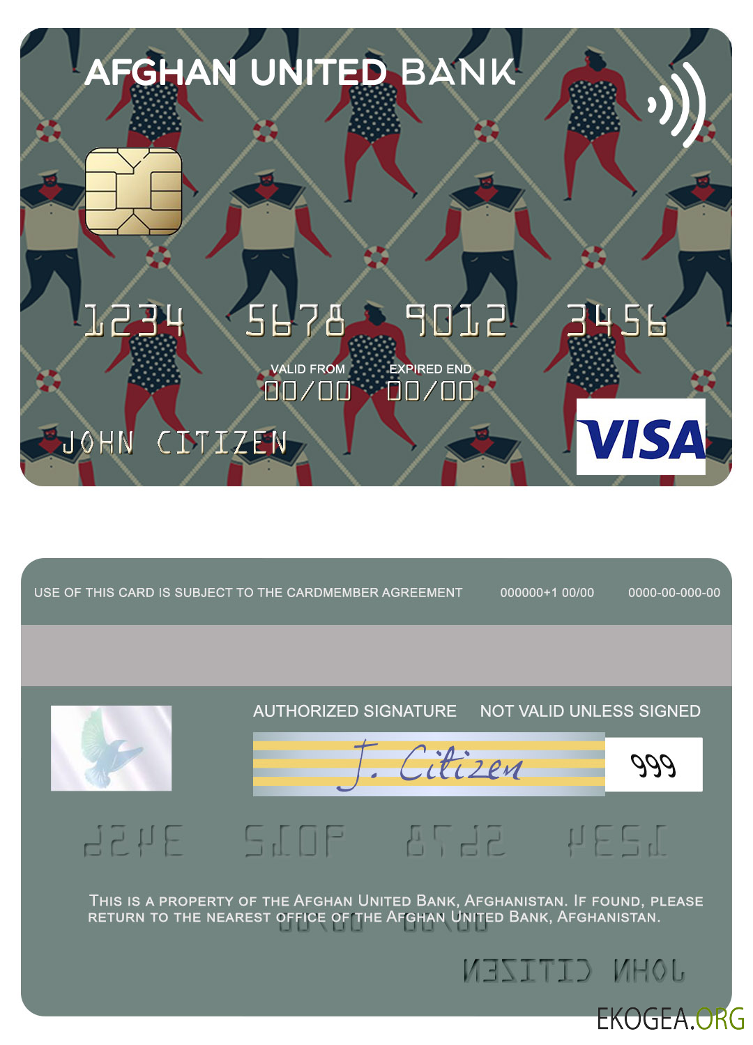 Afghanistan Carte visa de la Afghan United Bank